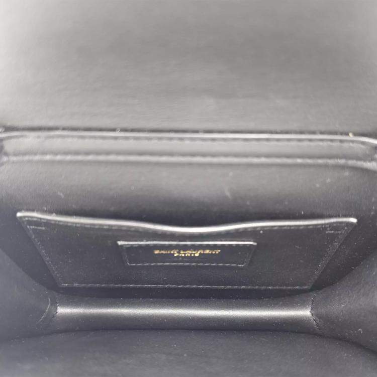 Pre Owned Saint Laurent Black Plexiglass Leather Mini Shoulder Bag