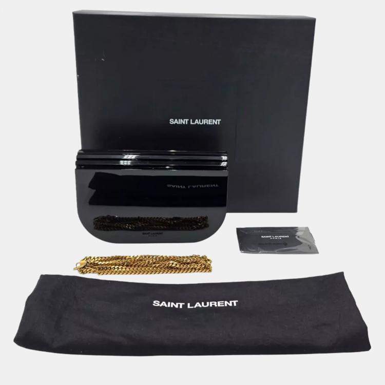 Pre Owned Saint Laurent Black Plexiglass Leather Mini Shoulder Bag