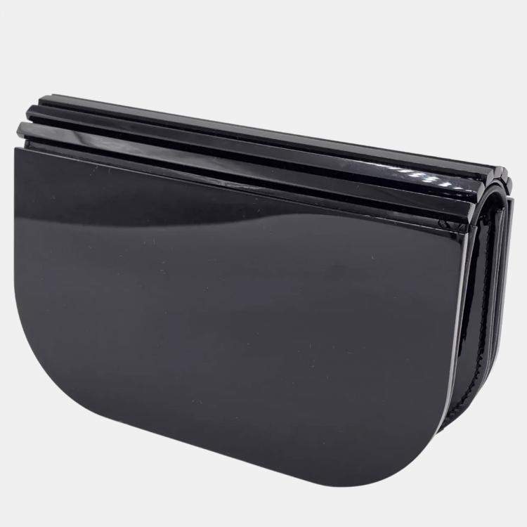 Pre Owned Saint Laurent Black Plexiglass Leather Mini Shoulder Bag