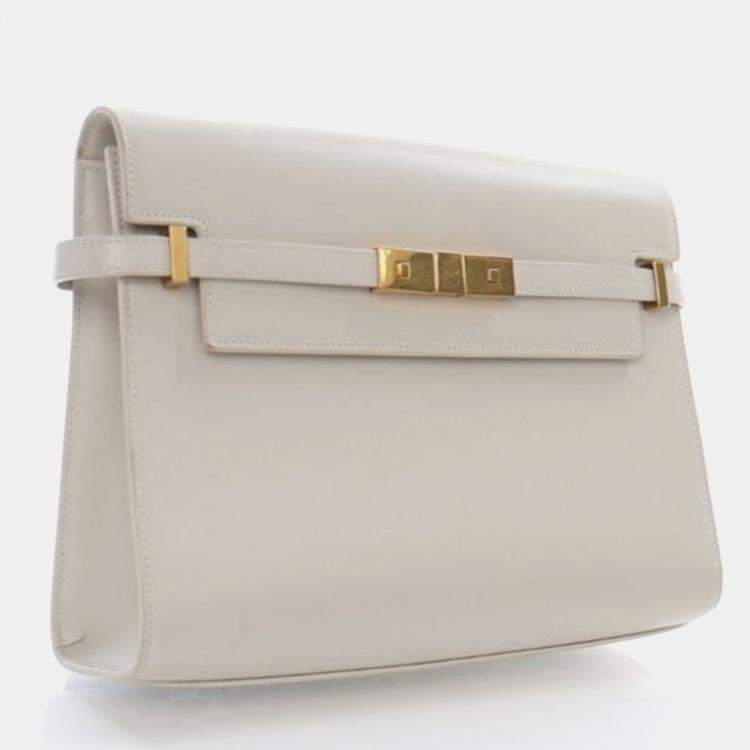 Pre Owned Saint Laurent Manhattan Medium Calfskin Leather Shoulder Bag