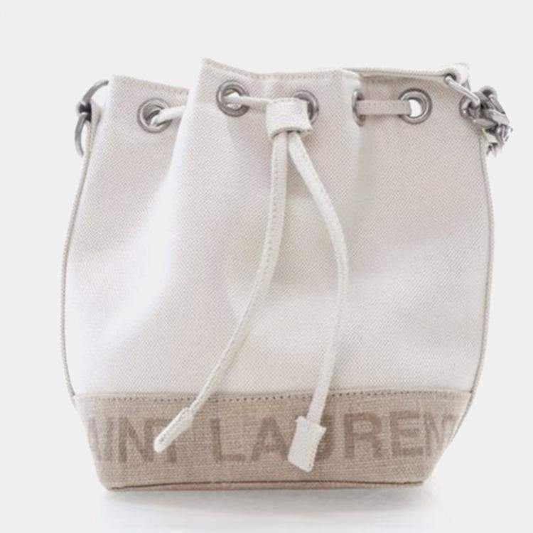 Pre Owned Saint Laurent Rive Gauche Canvas Bucket Bag