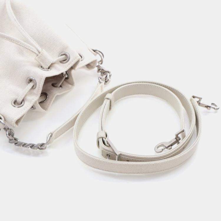 Pre Owned Saint Laurent Rive Gauche Canvas Bucket Bag