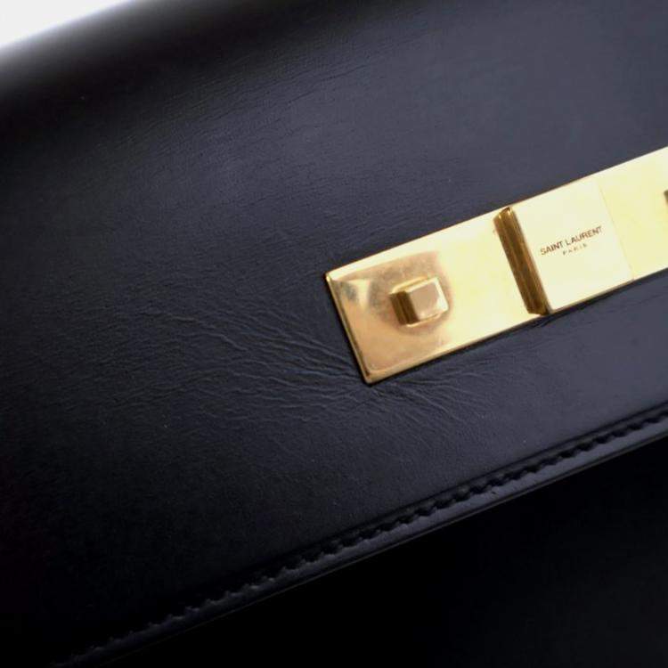Pre Owned Saint Laurent Manhattan Medium Black Calfskin Shoulder Bag