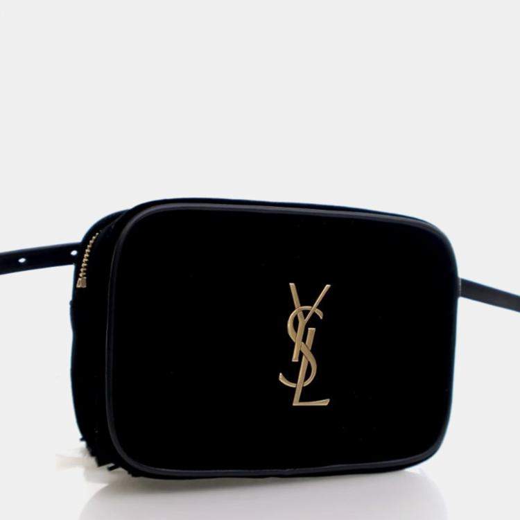 Pre Owned Saint Laurent Lou Mini Black Velvet Camera Belt Bag
