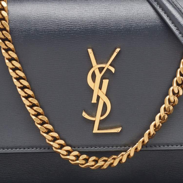 Pre Owned Saint Laurent Dark Grey Leather Medium Sunset Shoulder Bag