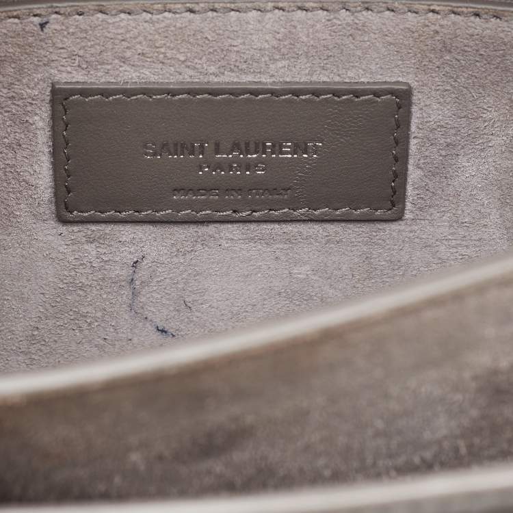 مملوكة مسبقًا Saint Laurent Grey Croc Embossed Leather Medium Sunset Shoulder Bag