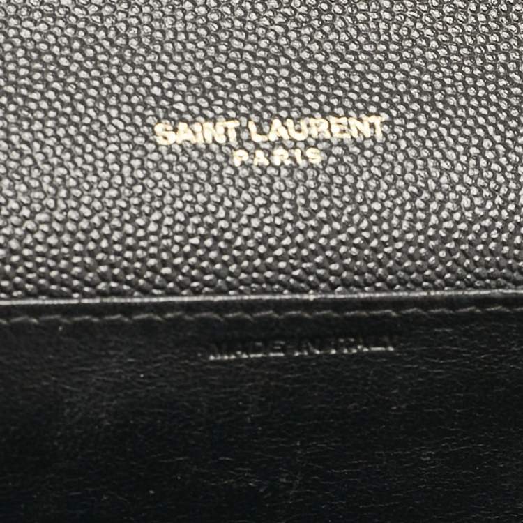 Pre Owned Saint Laurent Black Leather Uptown Wallet On Chain