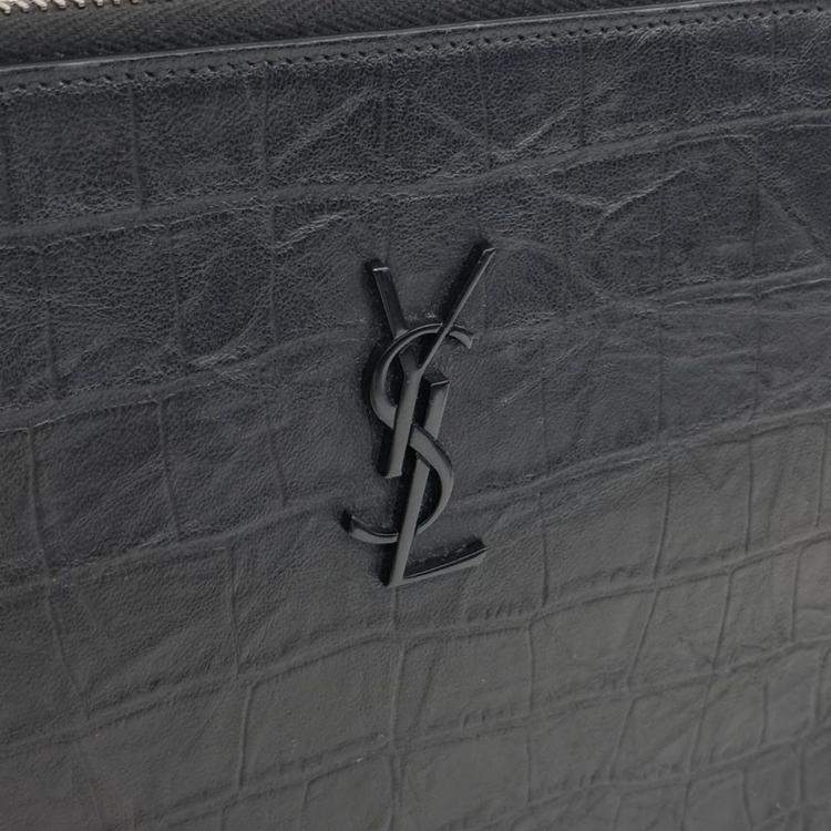 Pre Owned Saint Laurent Paris Black Leather Clutch