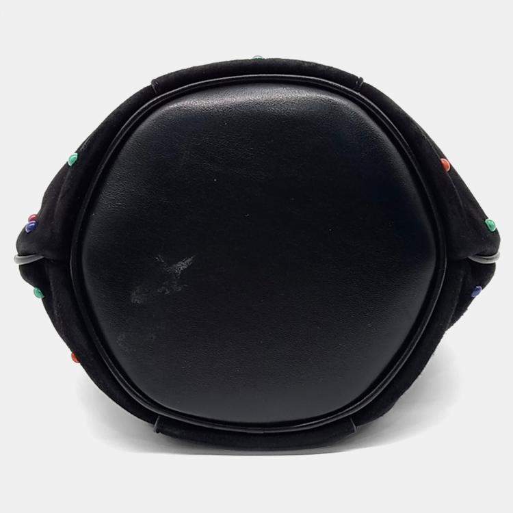 Pre Owned Saint Laurent Paris Black Suede Talita Bucket Chain Crossbody Bag