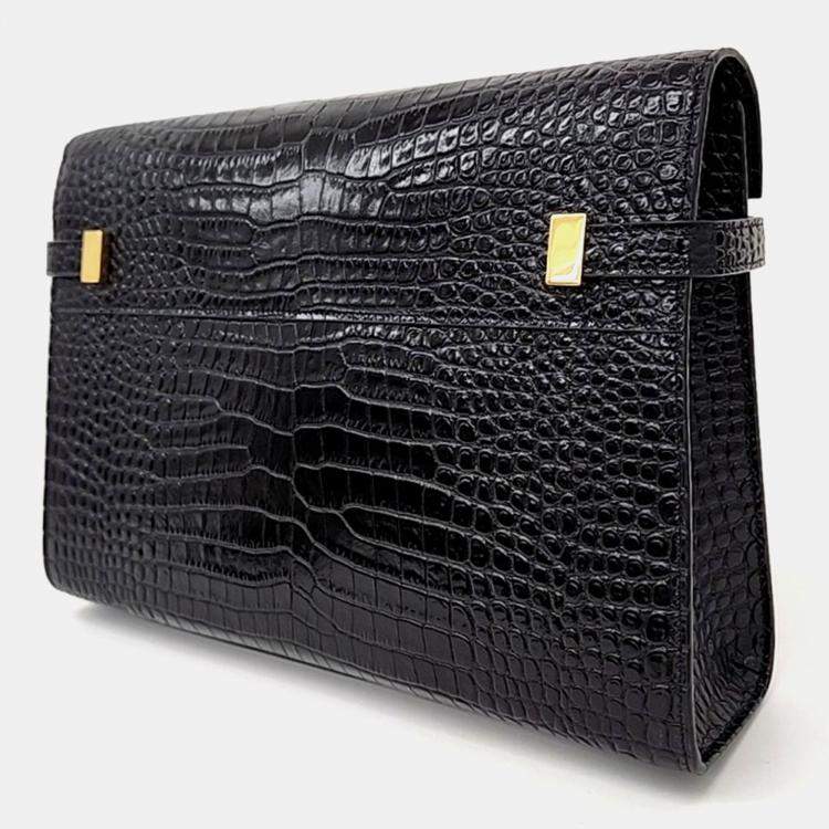 Pre Owned Saint Laurent Paris Black Patent Leather Manhattan Shoulder Bag