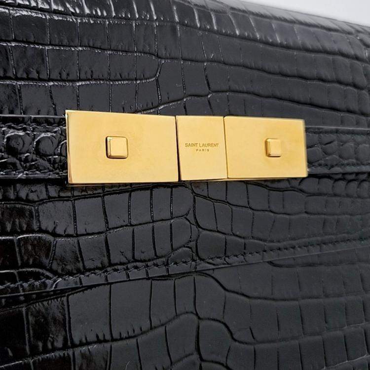 Pre Owned Saint Laurent Paris Black Patent Leather Manhattan Shoulder Bag