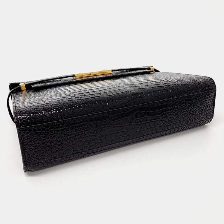 Pre Owned Saint Laurent Paris Black Patent Leather Manhattan Shoulder Bag