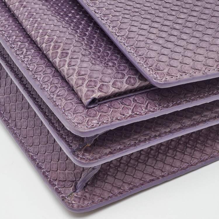 Pre Owned Saint Laurent Purple Python Small Sunset Chain Shoulder Bag