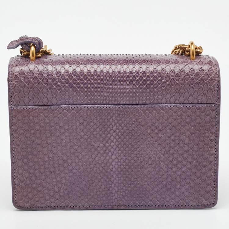 Pre Owned Saint Laurent Purple Python Small Sunset Chain Shoulder Bag