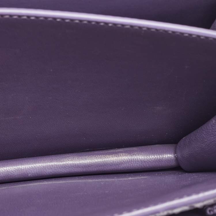Pre Owned Saint Laurent Purple Python Small Sunset Chain Shoulder Bag
