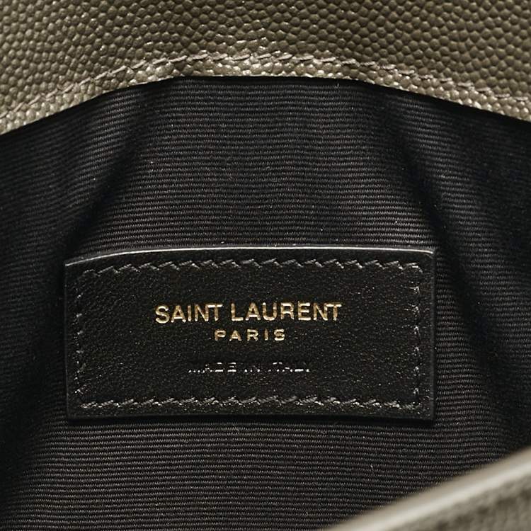 Pre Owned Saint Laurent Olive Green Leather Uptown Clutch