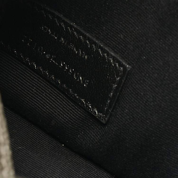 Pre Owned Saint Laurent Olive Green Leather Uptown Clutch