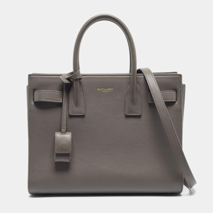 Pre Owned Saint Laurent Grey Leather Baby Classic Sac De Jour Tote