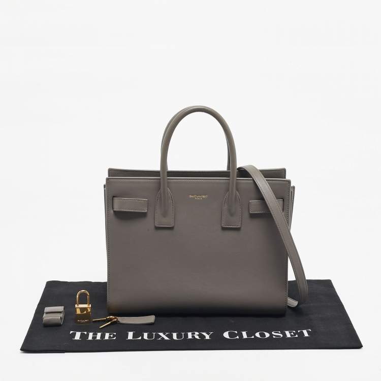 Pre Owned Saint Laurent Grey Leather Baby Classic Sac De Jour Tote