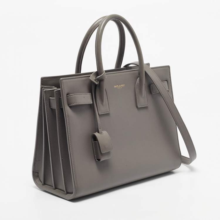 Pre Owned Saint Laurent Grey Leather Baby Classic Sac De Jour Tote
