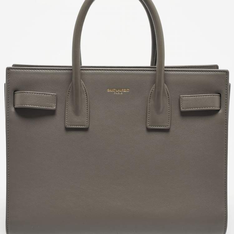 Pre Owned Saint Laurent Grey Leather Baby Classic Sac De Jour Tote