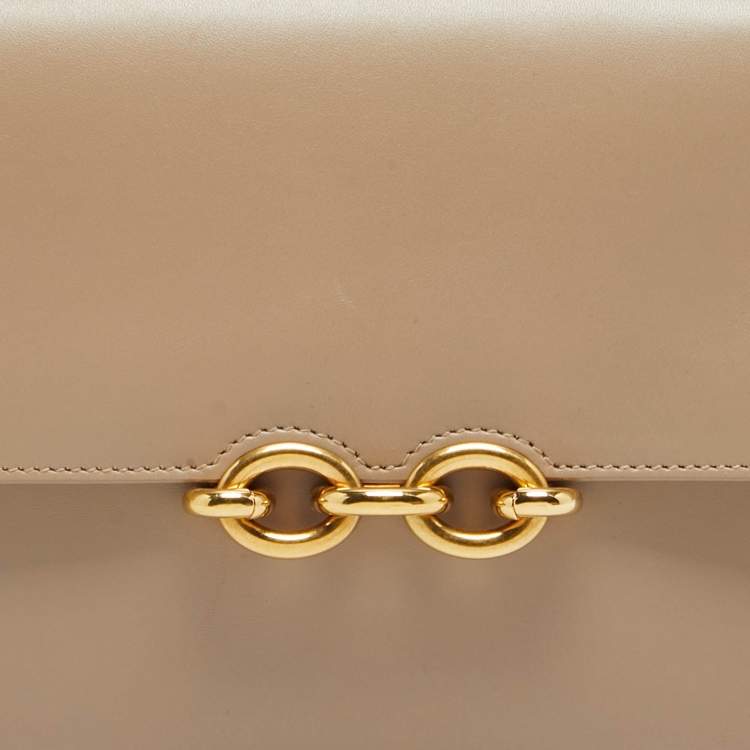 Pre Owned Saint Laurent Beige Leather Le Maillon Shoulder Bag