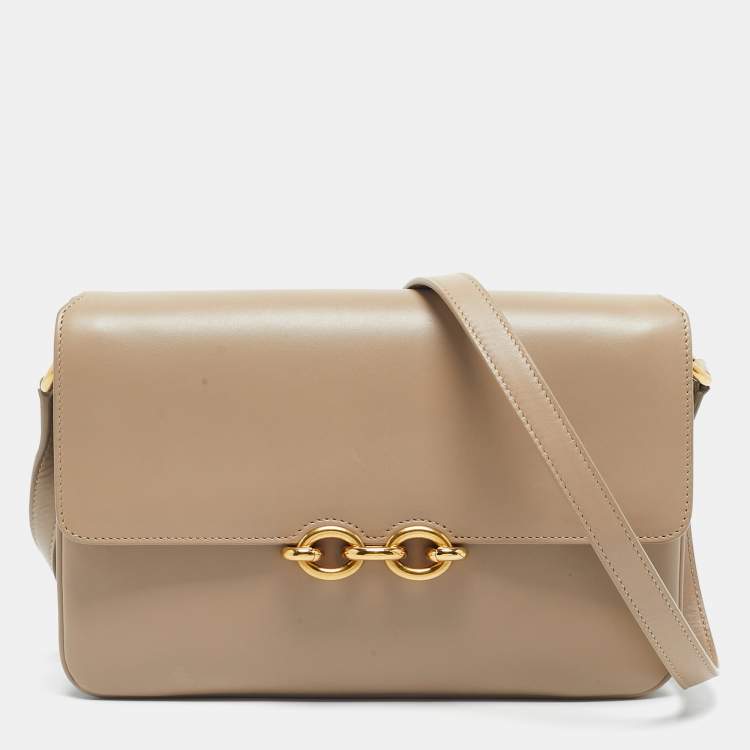 Pre Owned Saint Laurent Beige Leather Le Maillon Shoulder Bag