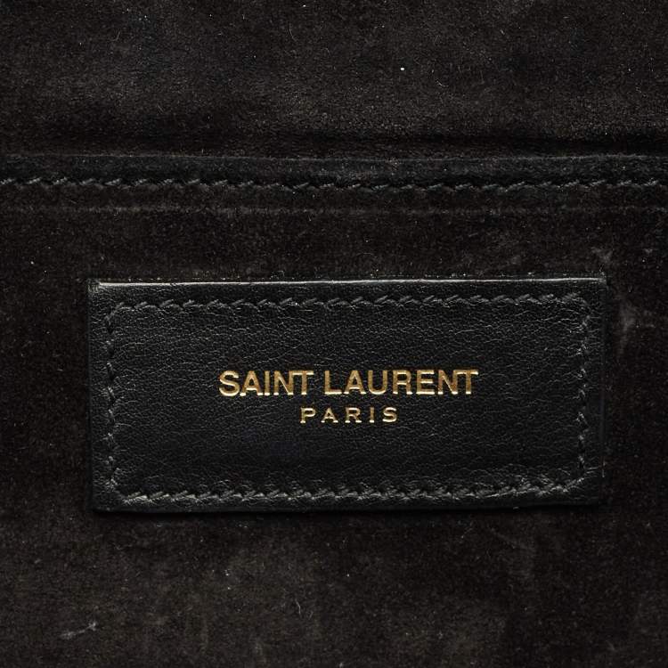 Pre Owned Saint Laurent Black Leather Y Ligne Clutch
