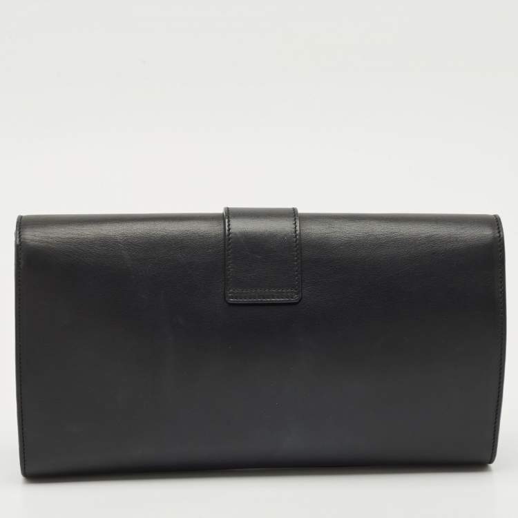 Pre Owned Saint Laurent Black Leather Y Ligne Clutch