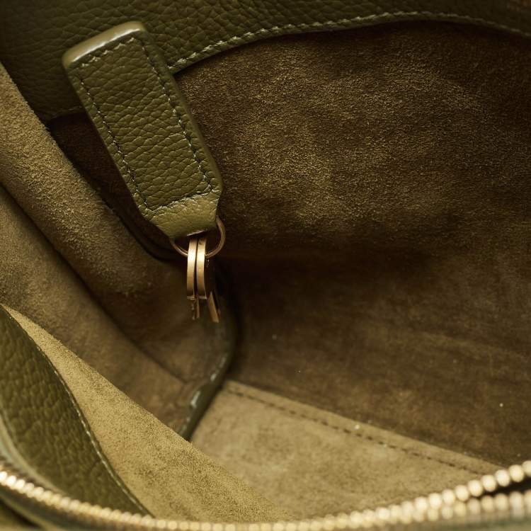 Pre Owned Saint Laurent Khaki Green Leather Baby Classic Sac De Jour Tote