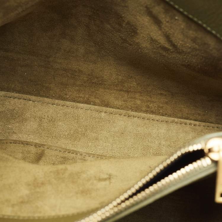 Pre Owned Saint Laurent Khaki Green Leather Baby Classic Sac De Jour Tote