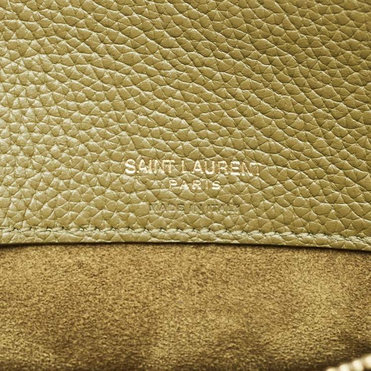 Pre Owned Saint Laurent Khaki Green Leather Baby Classic Sac De Jour Tote
