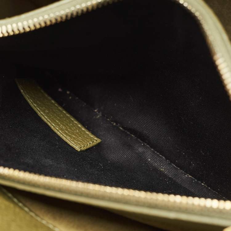 Pre Owned Saint Laurent Khaki Green Leather Baby Classic Sac De Jour Tote