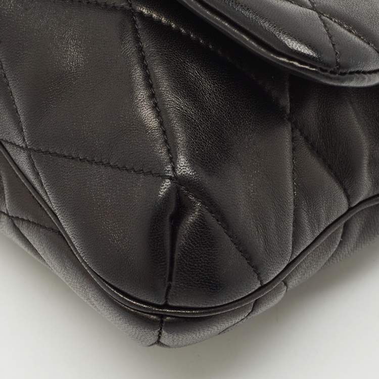 Pre Owned Saint Laurent Black Diamond Quilt Leather Le 57 Flap Hobo