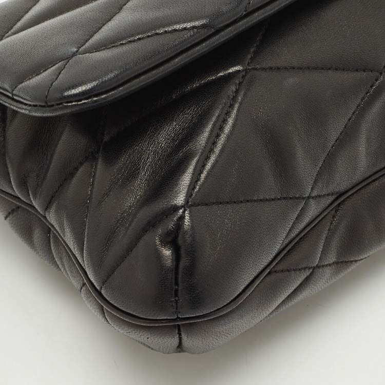 Pre Owned Saint Laurent Black Diamond Quilt Leather Le 57 Flap Hobo