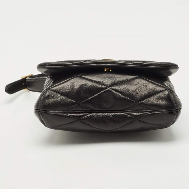 Pre Owned Saint Laurent Black Diamond Quilt Leather Le 57 Flap Hobo