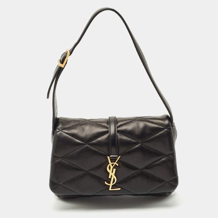 Pre Owned Saint Laurent Black Diamond Quilt Leather Le 57 Flap Hobo