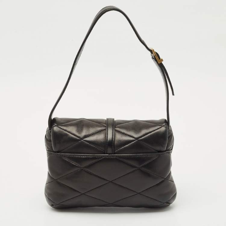 Pre Owned Saint Laurent Black Diamond Quilt Leather Le 57 Flap Hobo