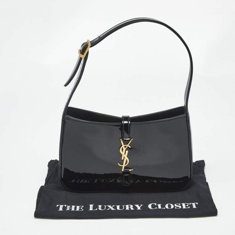 Pre Owned Saint Laurent Black Patent Leather LE 5 À 7 Shoulder Bag