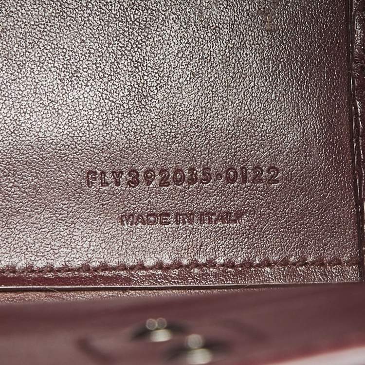 Pre Owned Saint Laurent Burgundy Croc Embossed Leather Nano Classic Sac De Jour Tote