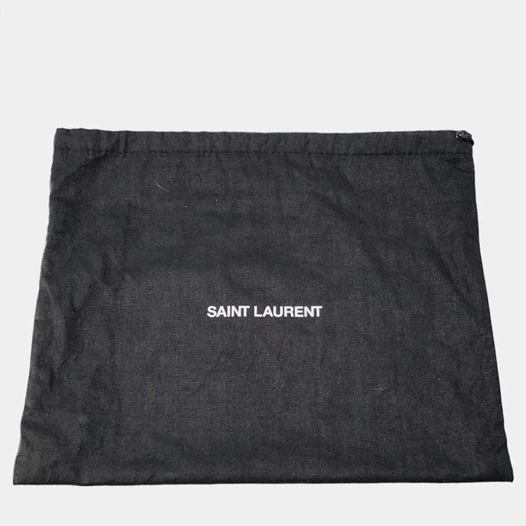 Pre Owned Saint Laurent Paris Le Maillon Beige Ivory Leather Canvas Shoulder Bag