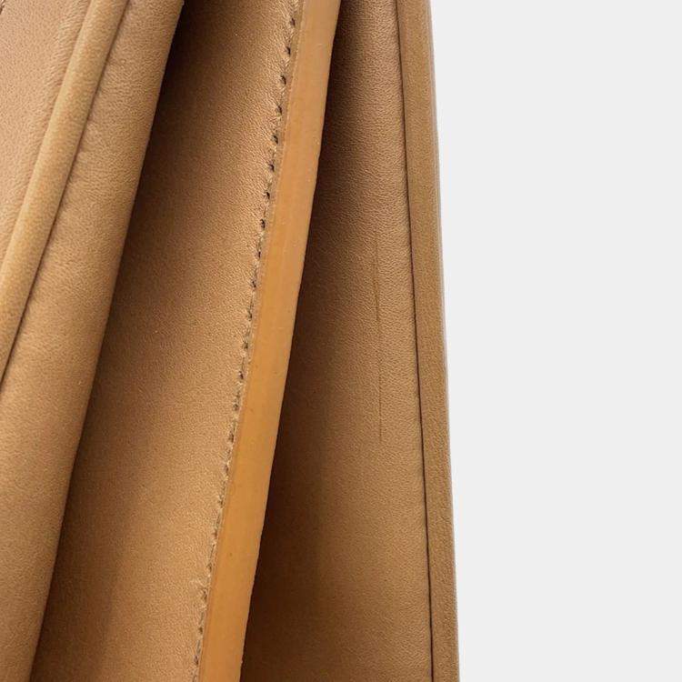 Pre Owned Saint Laurent Paris Le Maillon Beige Ivory Leather Canvas Shoulder Bag