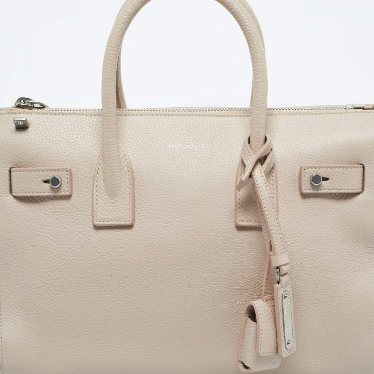 Pre Owned Saint Laurent Light Pink Leather Baby Sac De Jour Souple Tote