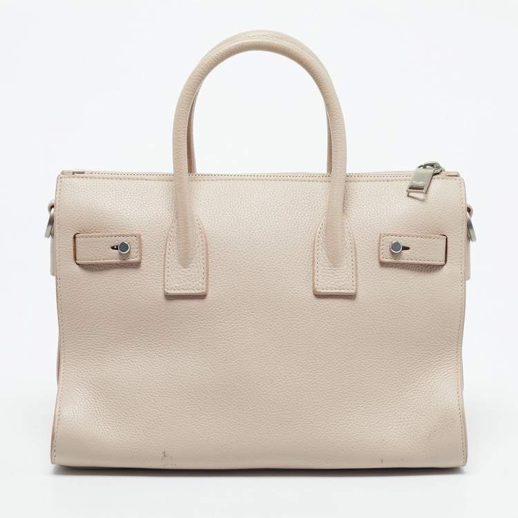 Pre Owned Saint Laurent Light Pink Leather Baby Sac De Jour Souple Tote