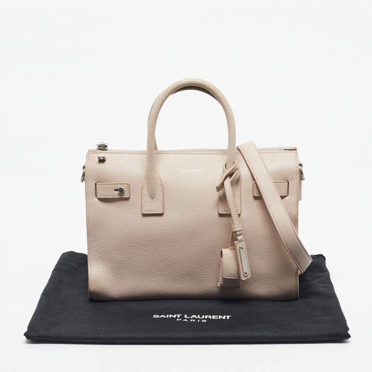 Pre Owned Saint Laurent Light Pink Leather Baby Sac De Jour Souple Tote