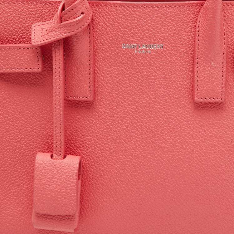 Pre Owned Saint Laurent Pink Leather Nano Classic Sac De Jour Tote