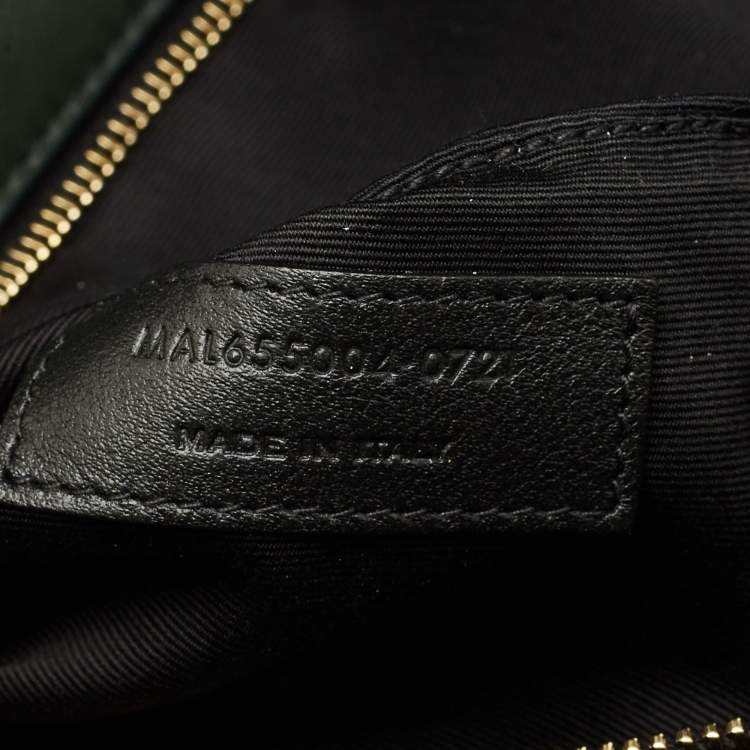 مملوكة مسبقًا Saint Laurent Dark Green Quilted Leather Puffer Sade Envelope Clutch