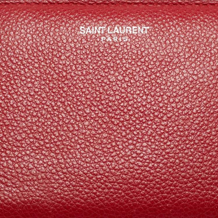 Pre Owned Saint Laurent Red Leather Compact Wallet