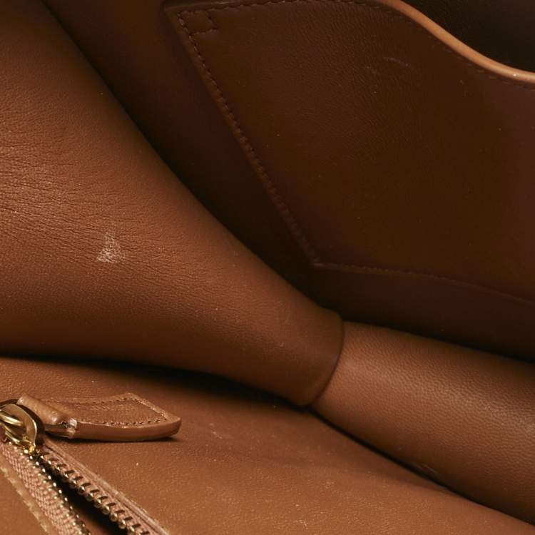 Pre Owned Saint Laurent Brown Leather Le Carre Shoulder Bag