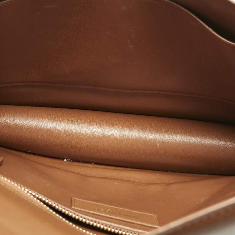 Pre Owned Saint Laurent Brown Leather Le Carre Shoulder Bag